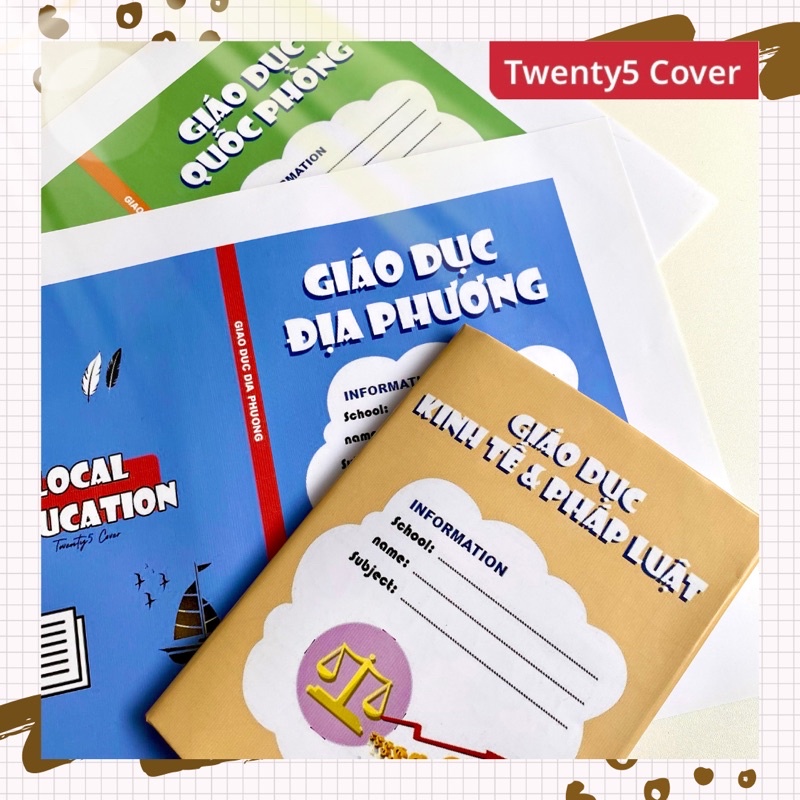 Set giấy bao tập - sách theo môn mẫu 04