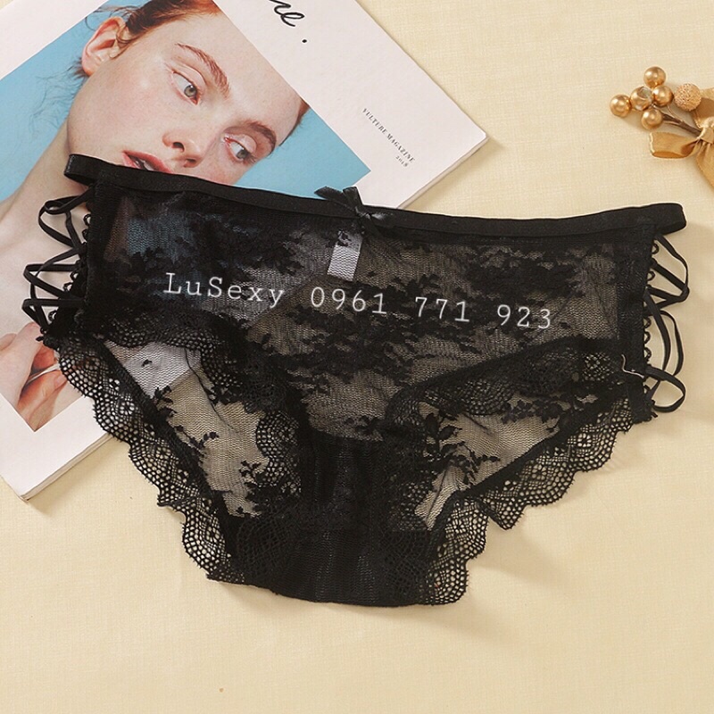 QUẦN LÓT NỮ SEXY DÂY ĐAN HÔNG GỢI CẢM - Quần lót ren xuyên thấu đẹp màu đen trắng da hồng