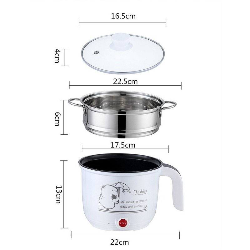 Ca Nấu Mì Đa Năng Có Tay Cầm 1,8L - Nồi Lẩu Điện Mini Kèm Nồi + vỉ hấp inox（Nhiều màu） | BigBuy360 - bigbuy360.vn