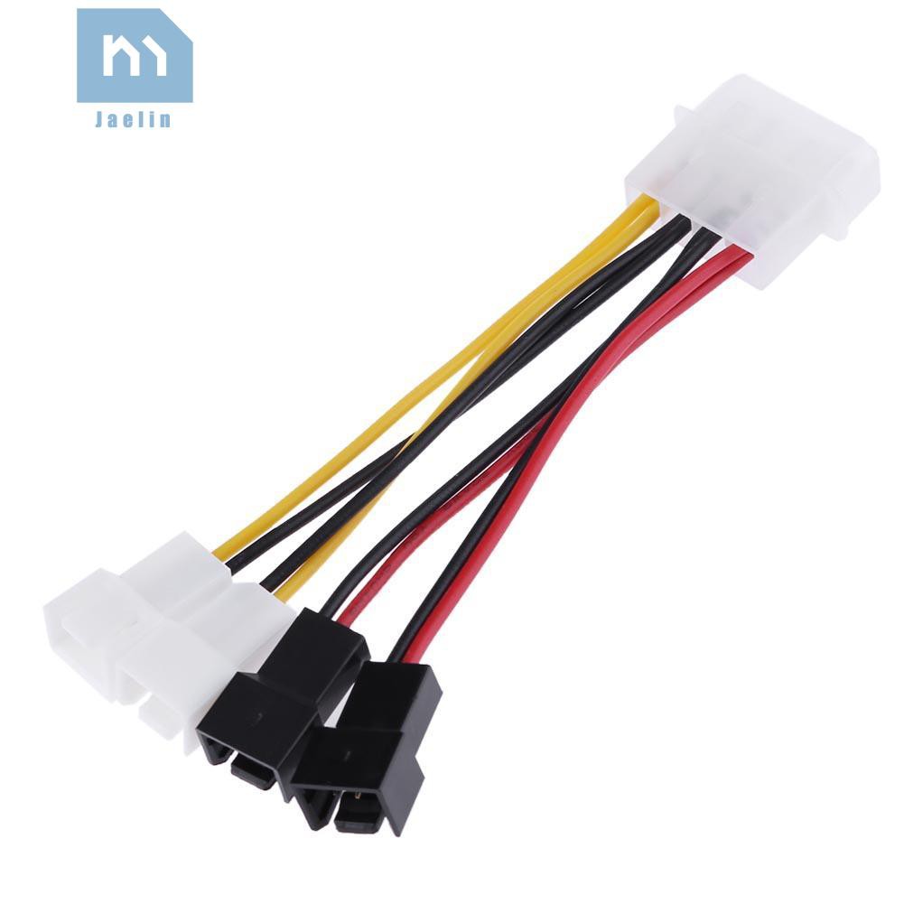 Jae 1pc 4-Pin Molex to 3-Pin fan Power Cable Adapter Connector 12v*2 / 5v*2