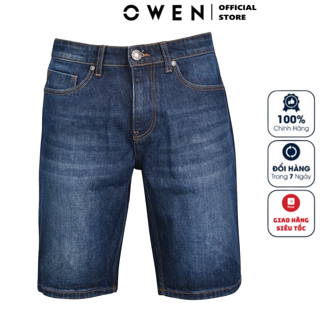 Quần Short Nam Owen SJ22876 Kiểu Quần Short Jean Dáng Slim Fit Màu Xanh Đậm