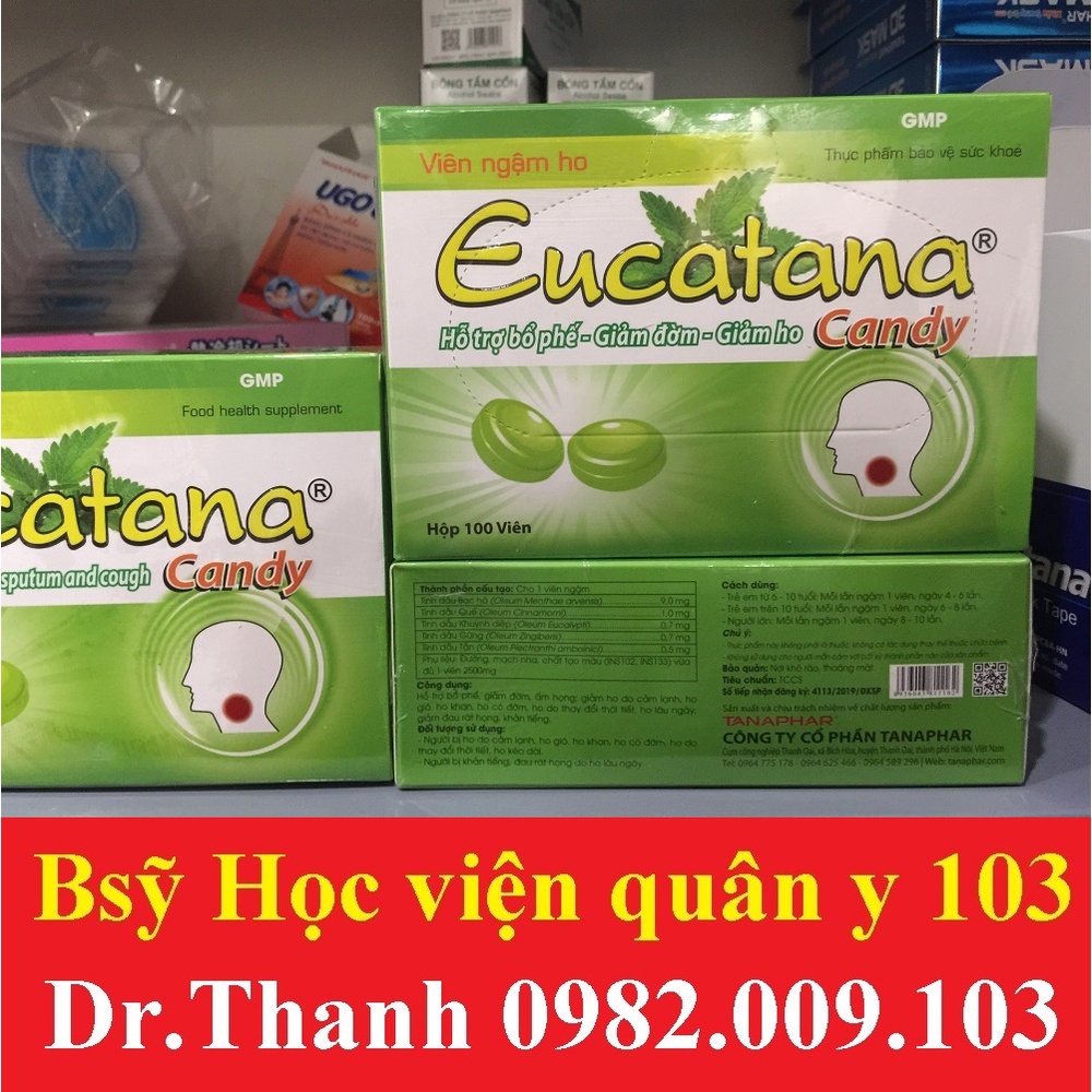 Kẹo ngậm ho Eucatana bạc hà và Streptana - 1 8 24 40 100 300 Viên - Hỗ trợ bổ phế , giảm đờm , giảm ho