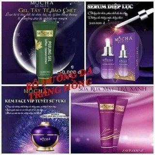 ComBo Tẩy tế bào chết -Serum Diệp Lục-Sữa rửa mặt-Face vip Tuyết sứ Mocha
