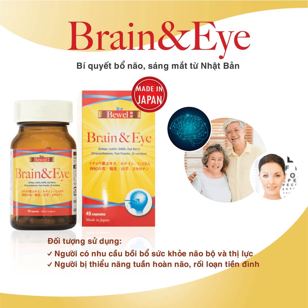 Viên uống hỗ trợ tuần hoàn máu não, sáng mắt BEWEL BRAIN & EYE