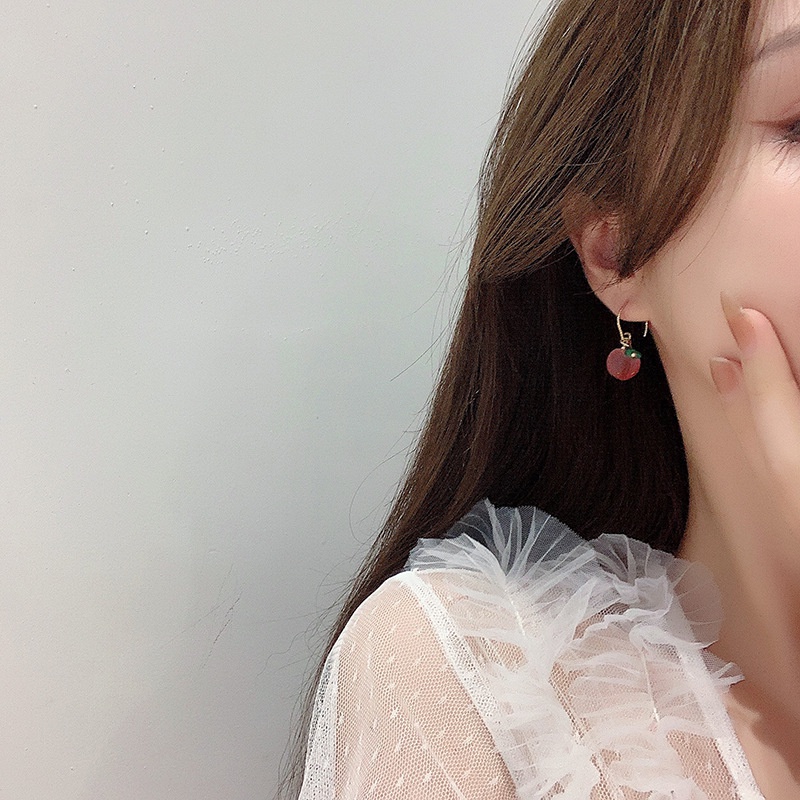 Khuyên tai kẹp không bấm lỗ chốt điều chỉnh K232 bằng hợp kim mạ vàng hình quả đào dáng midi Leous Accessories