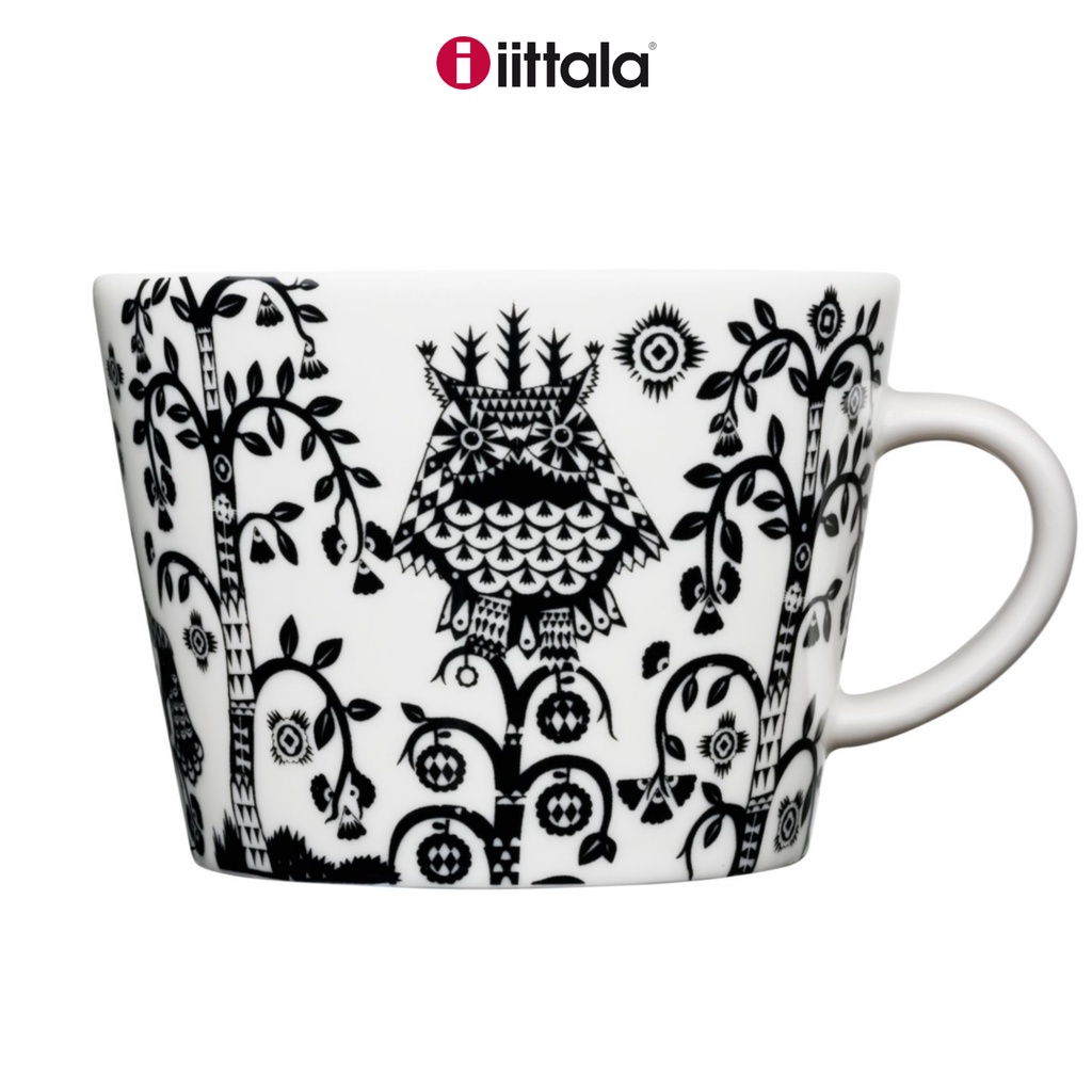 Tách sứ uống trà Taika Iittala 200ml Phần Lan, họa tiết Bắc Âu đen