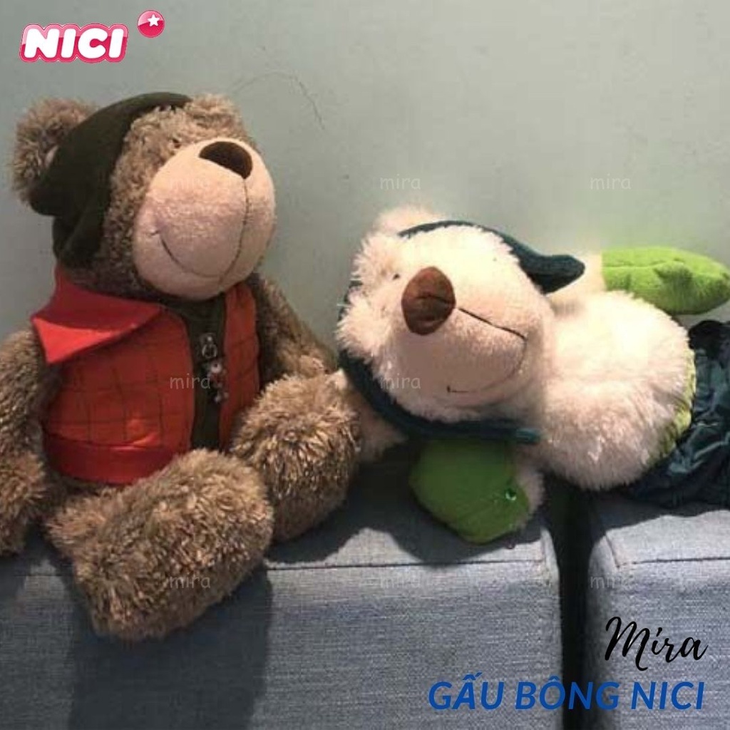 Gấu Bông NICI Trượt Tuyết Búp Bê Thú Nhồi Bông Hình Gấu Thương hiệu NICI Quà Sinh Nhật Cho Nữ 25cm MIRA-GB28001