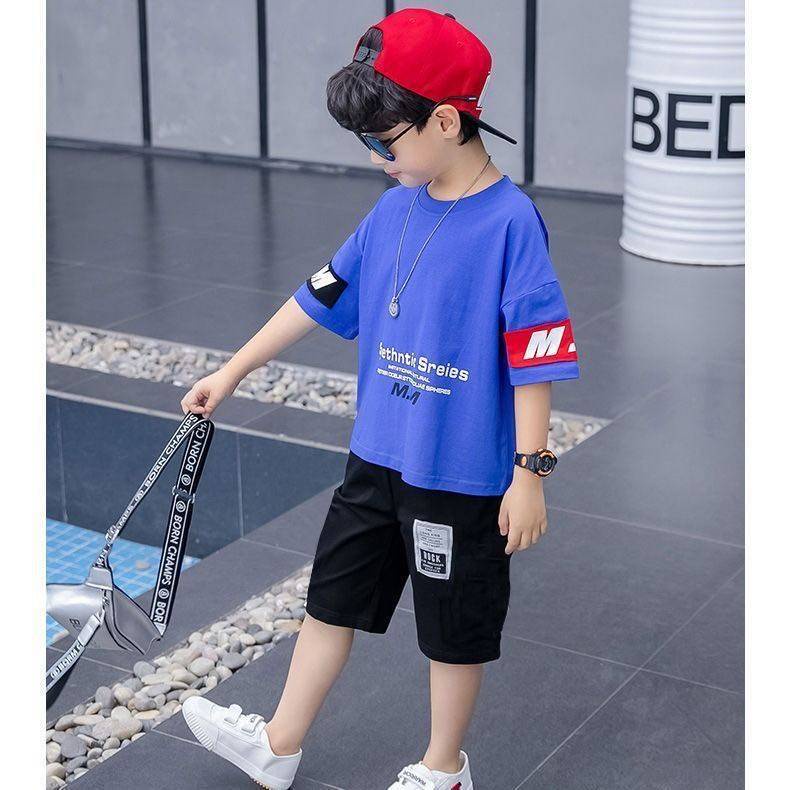 Set Áo Thun Ngắn Tay+Quần Short Phong Cách Hip Hop Thời Trang Mùa Hè Cho Bé Trai Từ 2-3-4-5-6-7-9-9-10 Tuổi