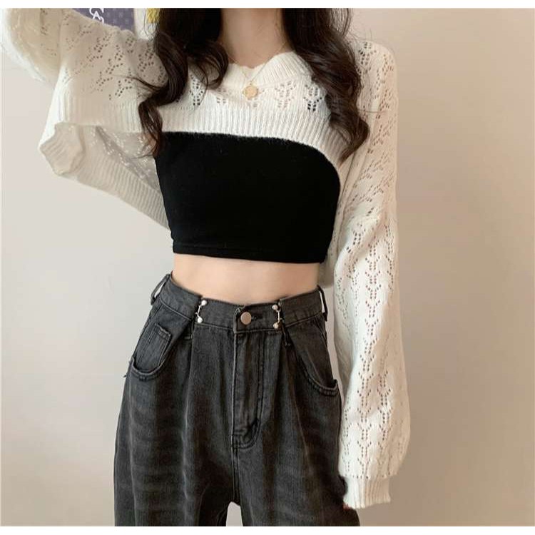 [SẴN] Áo croptop khoác len Ulzzang Quảng Châu ALC30