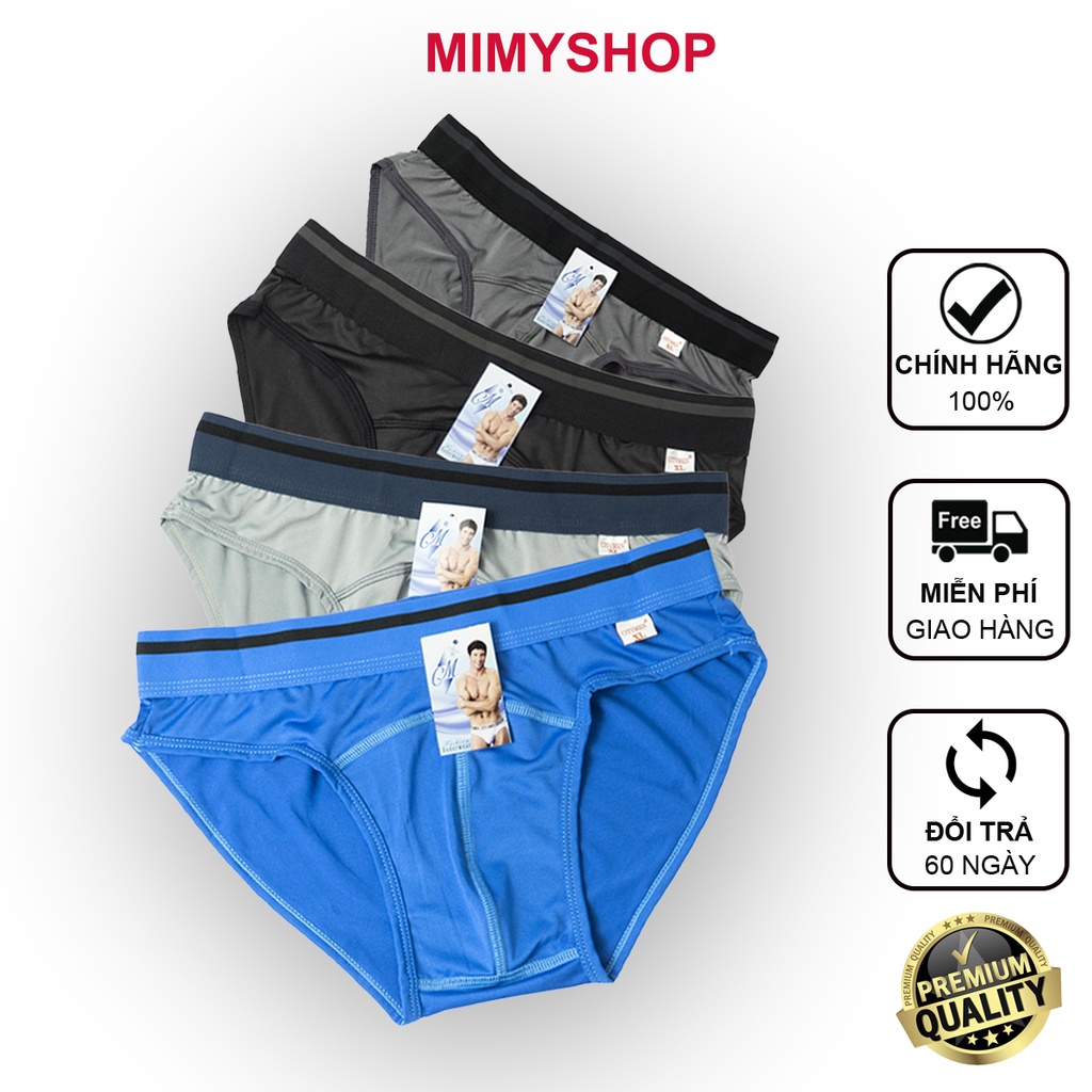 Combo 4 Quần Lót Nam Lưng Sọc, Vải Thun Lạnh Co Giãn 4 Chiều Mềm Mại, Kháng Khuẩn, Sịp Tam Giác