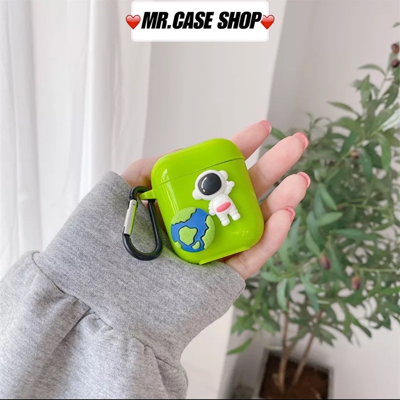 [ CÓ AP 3 ] Case Airpods 1/2 /Pro Vỏ Ốp Tai Nghe Hình Phi Hành Gia Màu Xanh Lá - Mr.Case AirPods