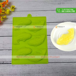 Khuôn silicon socola, rau câu hình 6 con cá 9.5cm