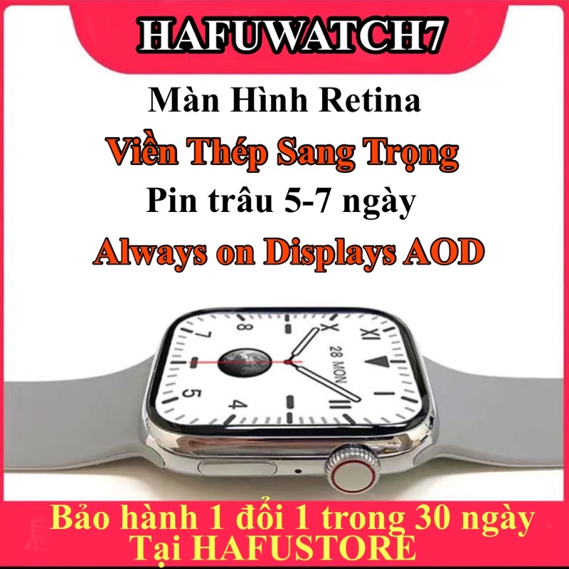 Đồng hồ thông minh HAFUWATCH7 Viền thép màn hình tràn viền nghe gọi nhịp tim sức khoẻ