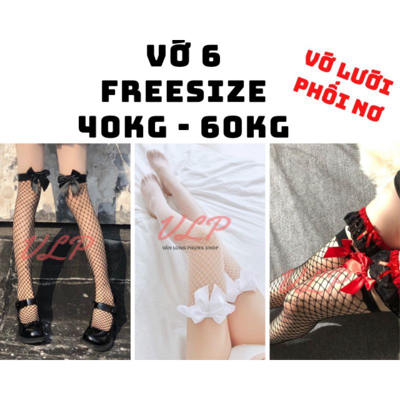 [Freesize_60kg]_VỚ 6_Vớ / tất thun lưới đính nơ
