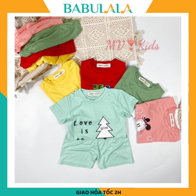Bộ Minky Mom Cộc Tay Chính Hãng Cho Bé Trai Gái 0 1 2 3 4 5 6 7 Tuổi-Đồ Bộ Cho Bé Cộc Tay Mặc Hè Vải Thun Lạnh-BABULALA