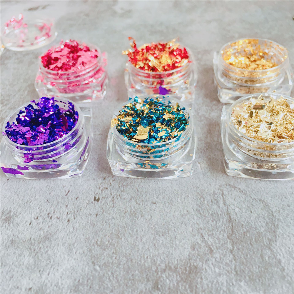 [Hàng mới về] Miếng dán lá nhôm trang trí móng tay nghệ thuật thủ công 3D lấp lánh nhiều màu sắc tùy chọn