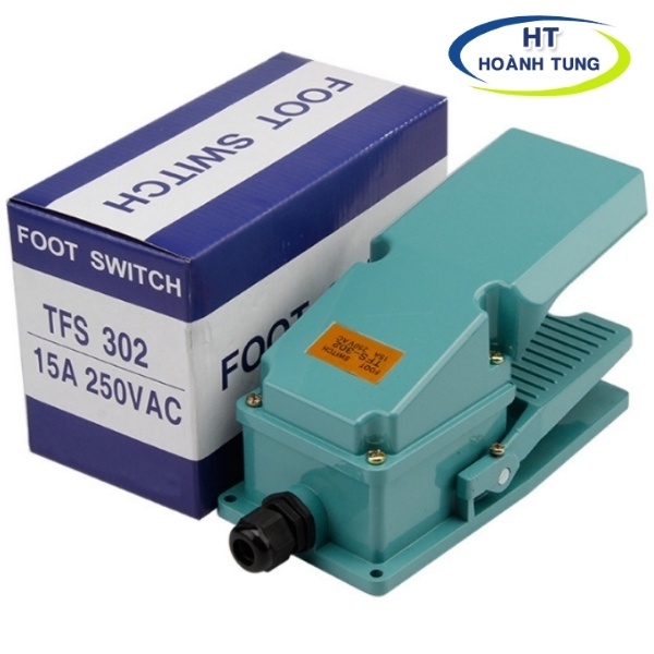 Công tắc cóc đạp TFS-302 vỏ nhôm kim loại kín nước, chống bụi có mái che bảo vệ dùng cho máy công cụ, khí nén thủy lực