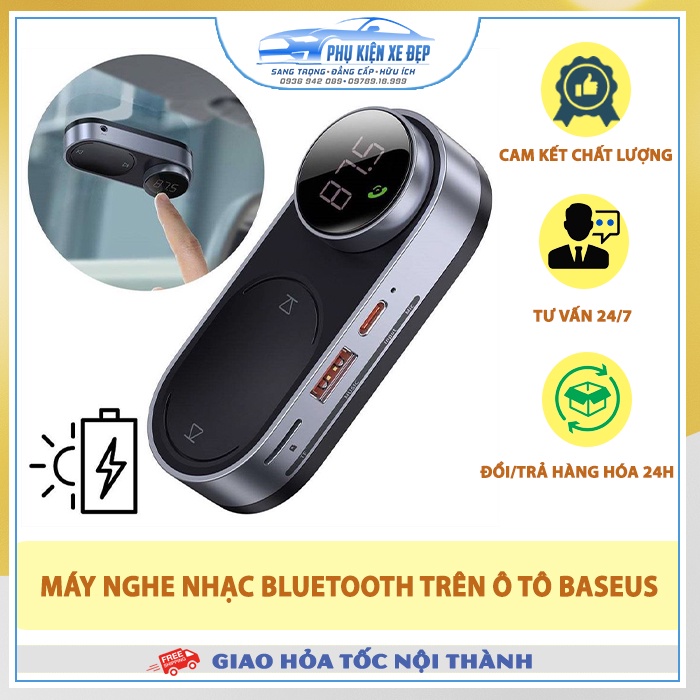 Máy nghe nhạc bluetooth ⚡FREESHIP⚡ năng lượng mặt trời trên ô tô Baseus Solar Car Wireless MP3 Player