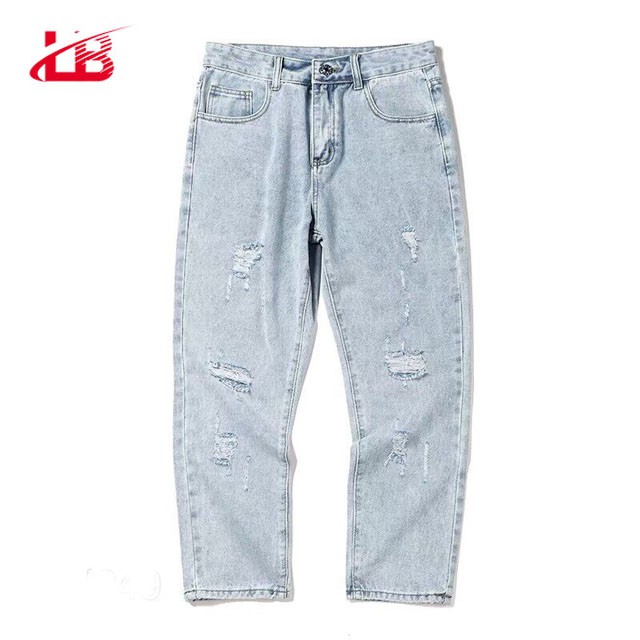 Quần baggy nam LB jean cotton dày dặn, cắt rách , ống rộng dáng suông, BGSH7 | BigBuy360 - bigbuy360.vn