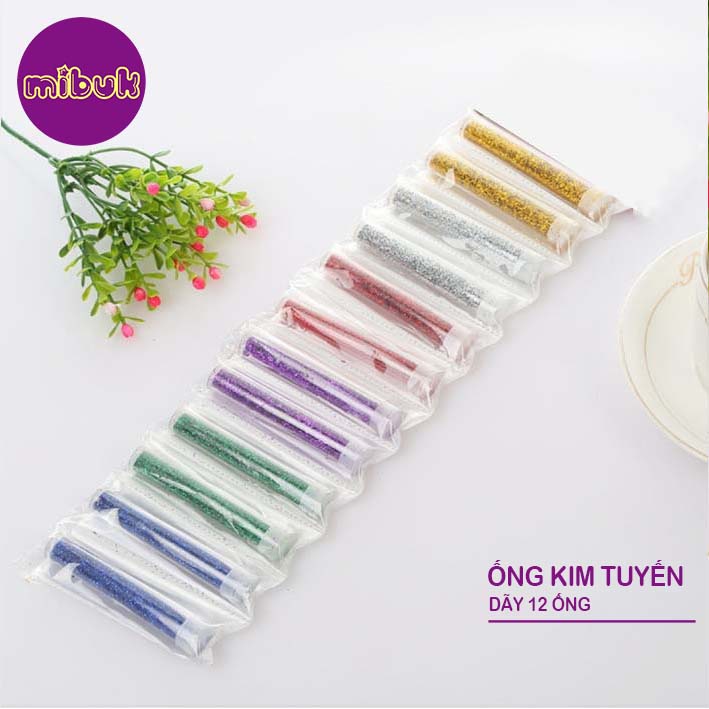 Kim tuyến trang trí dây 12 ống màu/dạ quang/hình