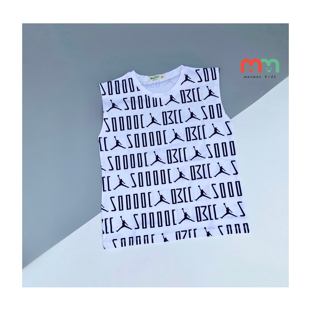 Áo thun bé trai sát nách thun cotton co dãn mềm mịn thấm hút cho bé 9kg đến 40kg