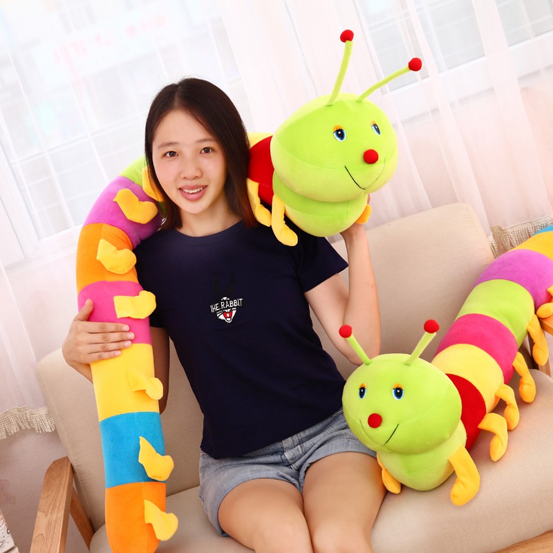 đầy màu sắc Caterpillar Doll Strip Pillow Đồ chơi sang trọng Sáng tạo Gối ngủ ép Giường Quà tặng sinh nhật Ragdoll