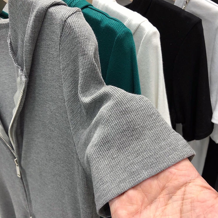 Áo Hoodie Tay Ngắn Màu Sắc Đơn Giản Phong Cách Hàn Quốc Cho Nữ | BigBuy360 - bigbuy360.vn