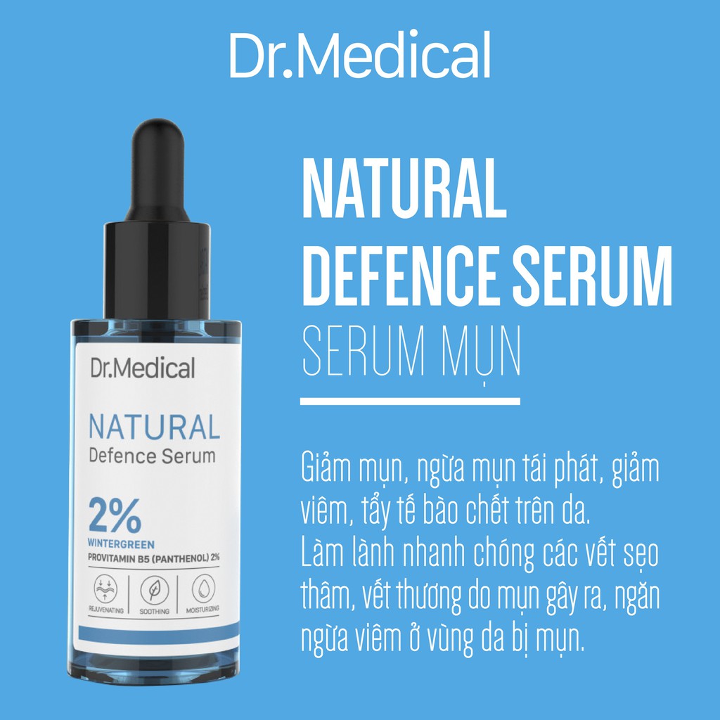 Serum BHA 2% Dr Medical loại bỏ và phục hồi da mụn Natural Defence Serum 30ml