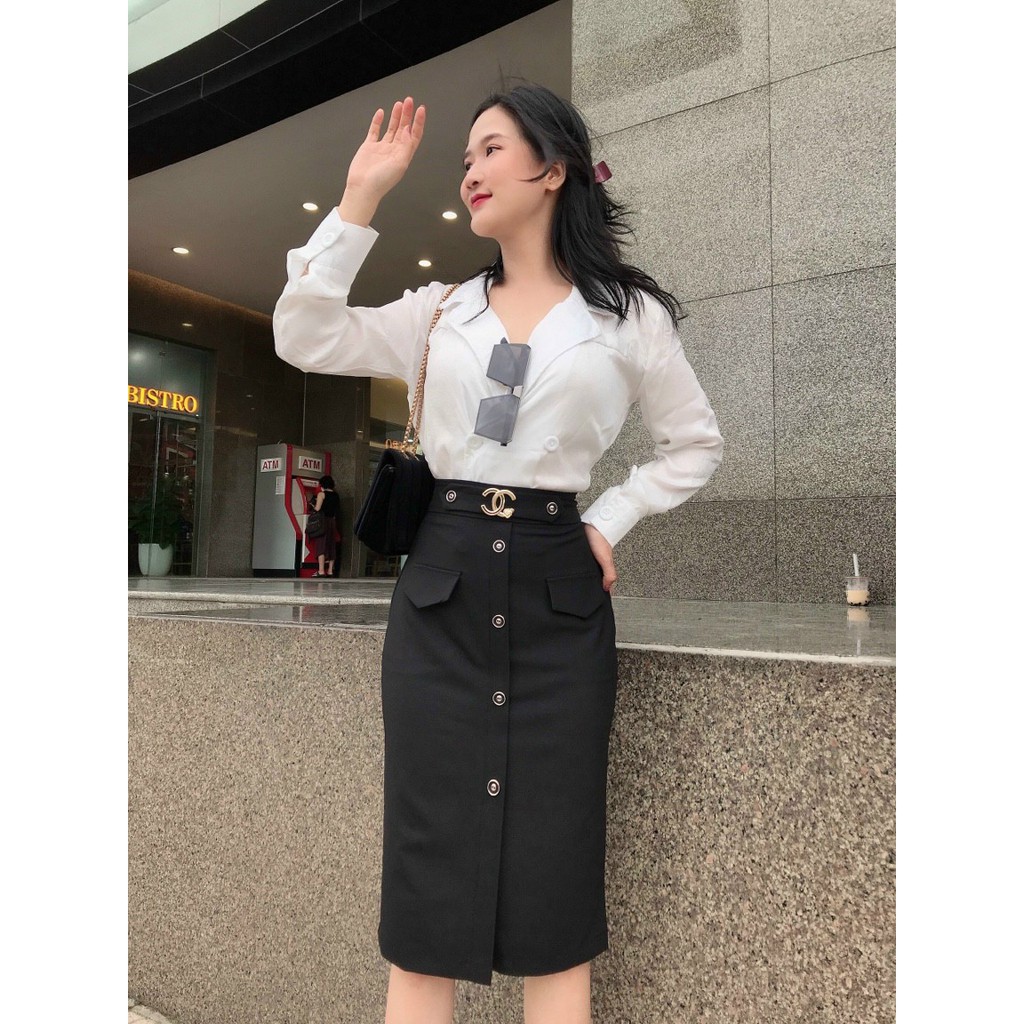 Chân váy chữ A dài -chân váy công sở qua gối xẻ tà  HOT TREND | BigBuy360 - bigbuy360.vn