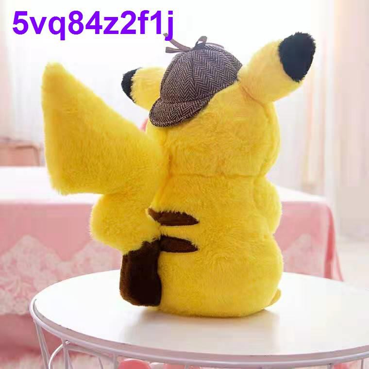 ❐▥Trò chơi búp bê sang trọng Thám tử Pikachu chính hãng phiên bản phim xoay quanh cùng một món quà đồ vải dễ t