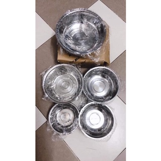 SET 5 MÓN RỔ VÀ THAU INOX CAO CẤP