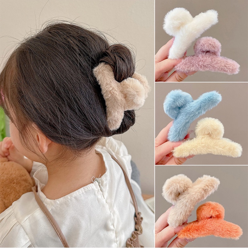 Kẹp tóc càng cua màu sắc kẹo ngọt nhám đáng yêu phong cách Hàn Quốc dành cho bé gái