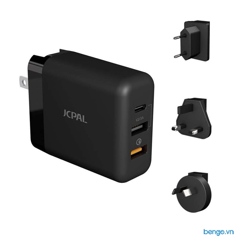 Sạc JCPAL 3 cổng Travel Multiport với Quick Charge 3.0