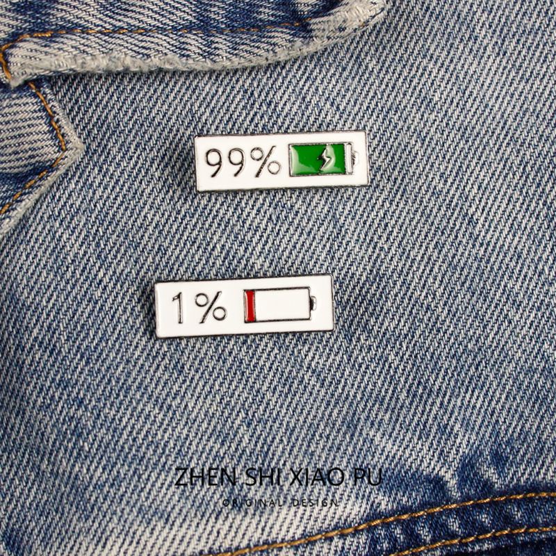 Set 2 ghim cài áo tráng men 1% 99% dễ thương