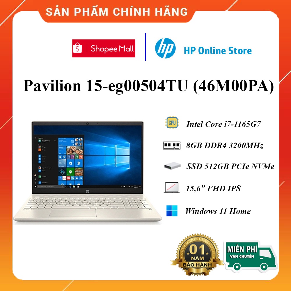 Laptop HP Pavilion 15-eg00504TU (46M00PA) (i7-1165G7/8GB RAM/512GB SSD/15.6 FHD/Win11/Vàng)