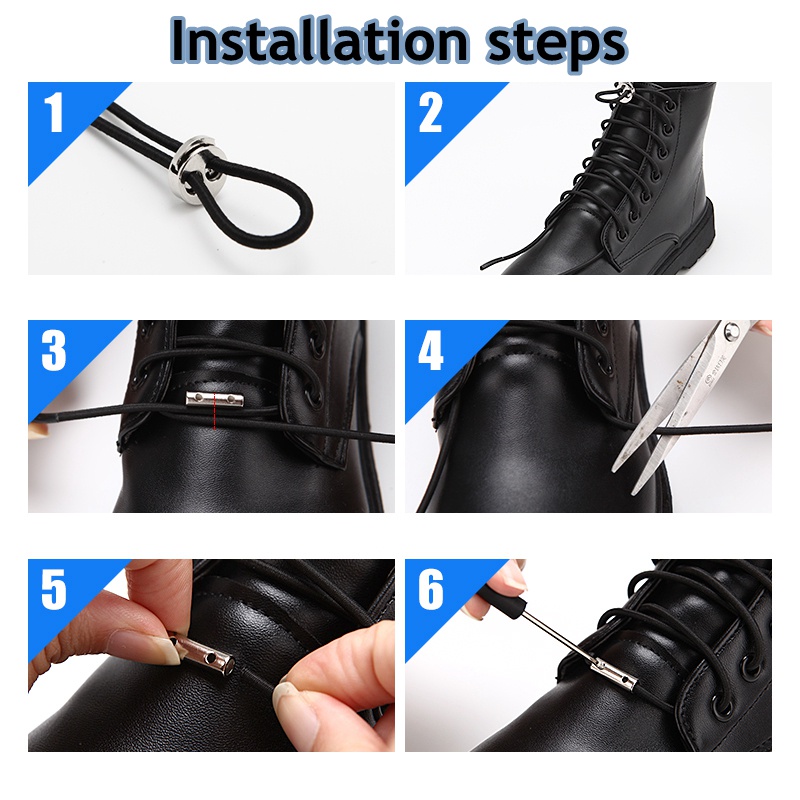 1 Cặp Dây Giày Co Giãn Có Khóa Kim Loại Không Cần Buộc Dùng Cho Người Lớn Và Trẻ Em