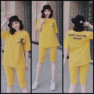 Bộ mặc nhà lửng 1 màu cho nữ