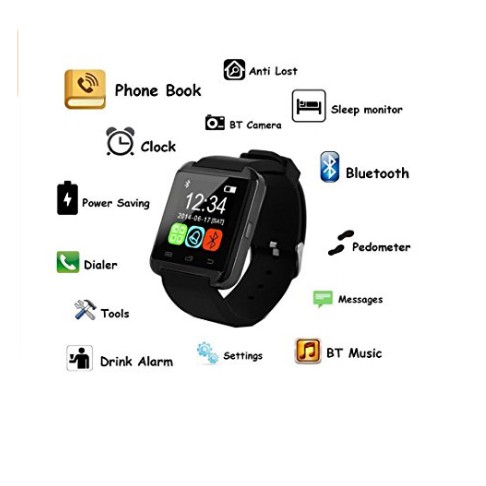 Đồng hồ thông minh Smart Watch U8 (đen) giá rẻ kết nối nối thông minh với điện thoại