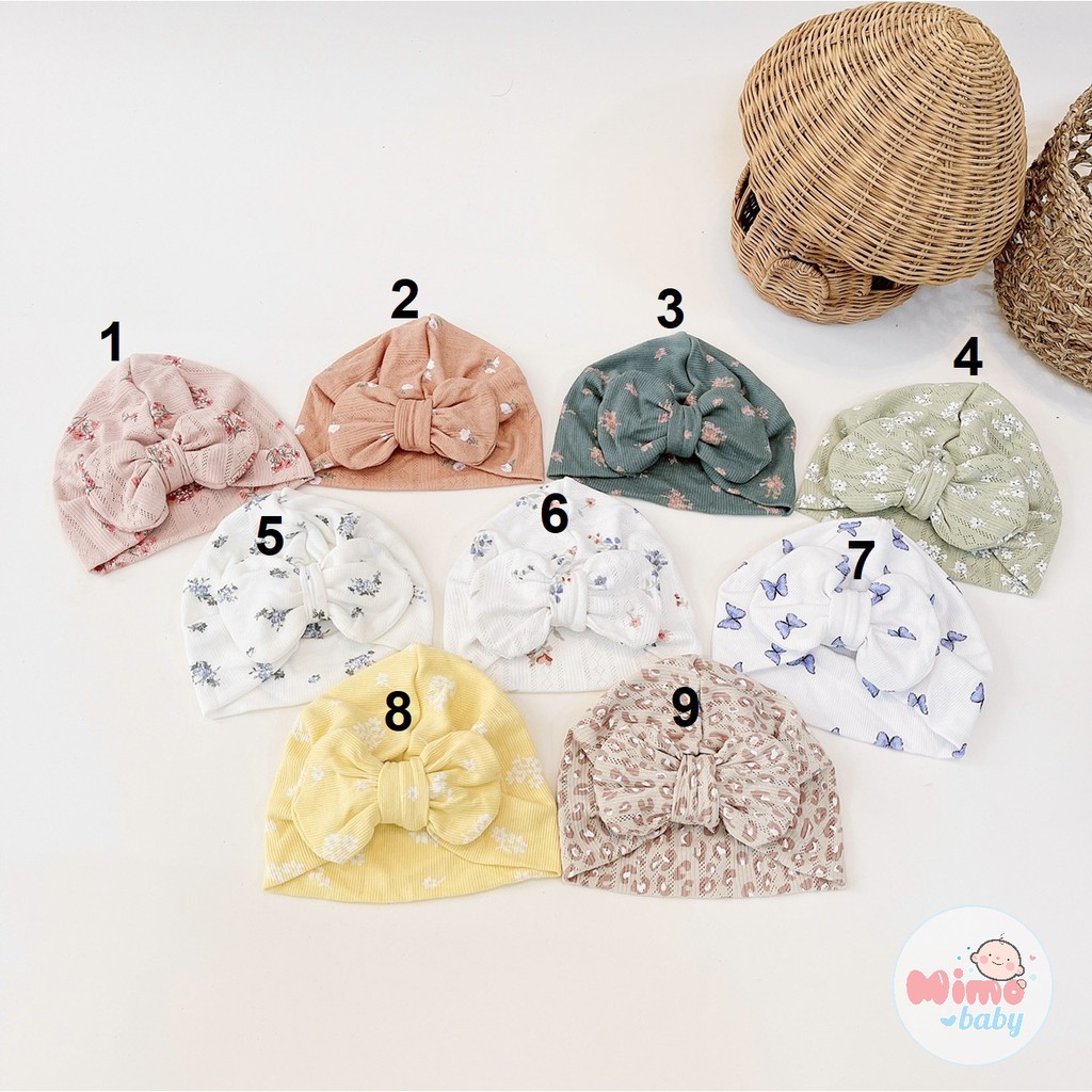 Mũ nón turban bé gái (5-10kg) - bộ sưu tập mùa hè vải thoáng khí Mimo Baby MTB15