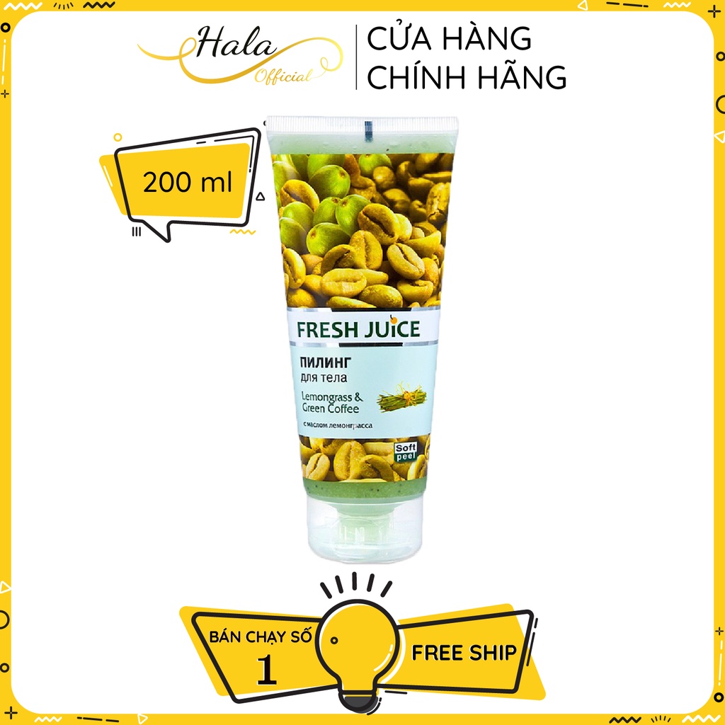 Tẩy da chết toàn thân làm mịn da Fresh Juice Sả và Cafe 200ml - Biotopcare Official