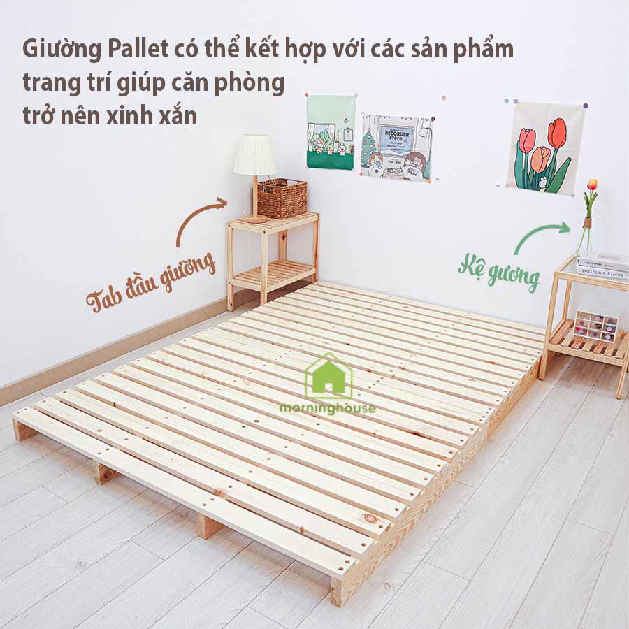 [Mã LIFEBKA5 giảm 10% tối đa 1 Triệu đơn 500k] Giường Pallet Gỗ - Giường Pallet Gấp Gọn Morning House