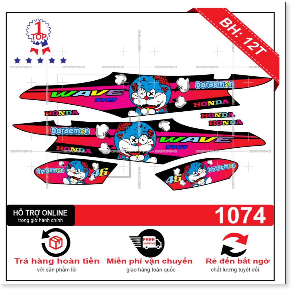 ( Quí khách vui lòng mang ra tiệm cho thợ dán ) Tem wave 2016 doremon zombie