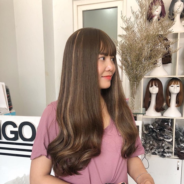 Tóc giả nữ cả đầu 🥰 FREESHIP🥰 Tóc giả nguyên đầu xoăn đuôi socola móc like bạch kim
