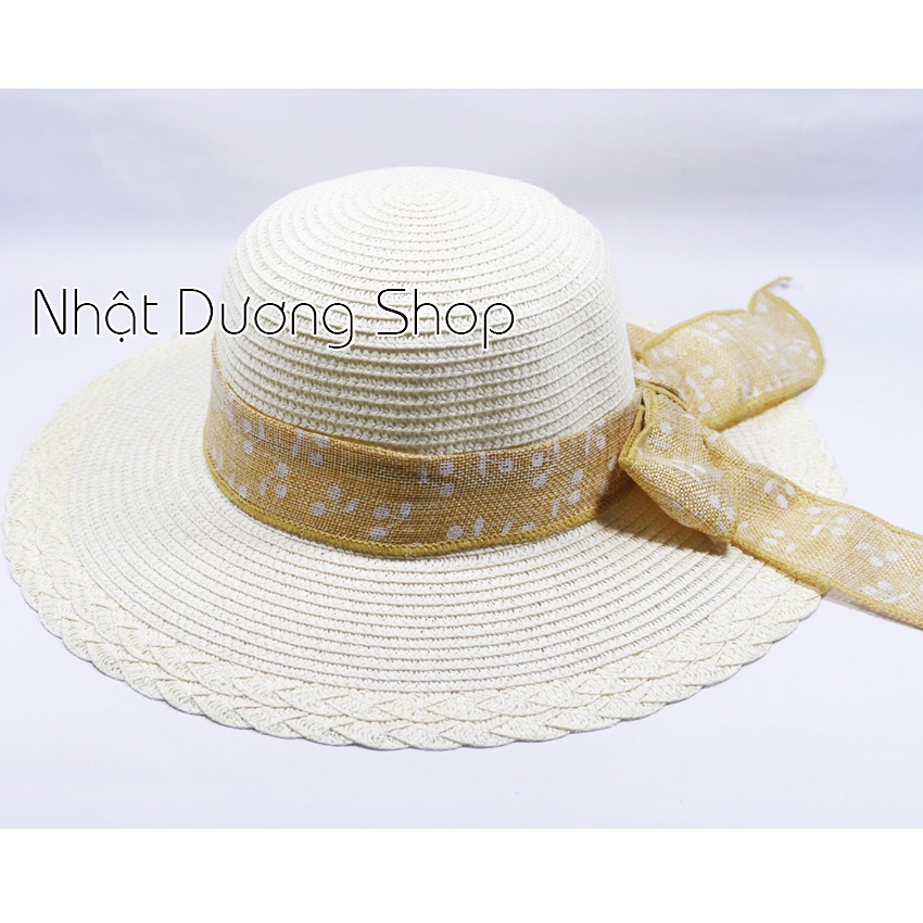 [ FREESHIP ] Mũ cói NƠ TO vành rộng 9cm, vòng đầu 57 cm - chất liệu vải cói đẹp thích hợp cho chị em phụ nữ