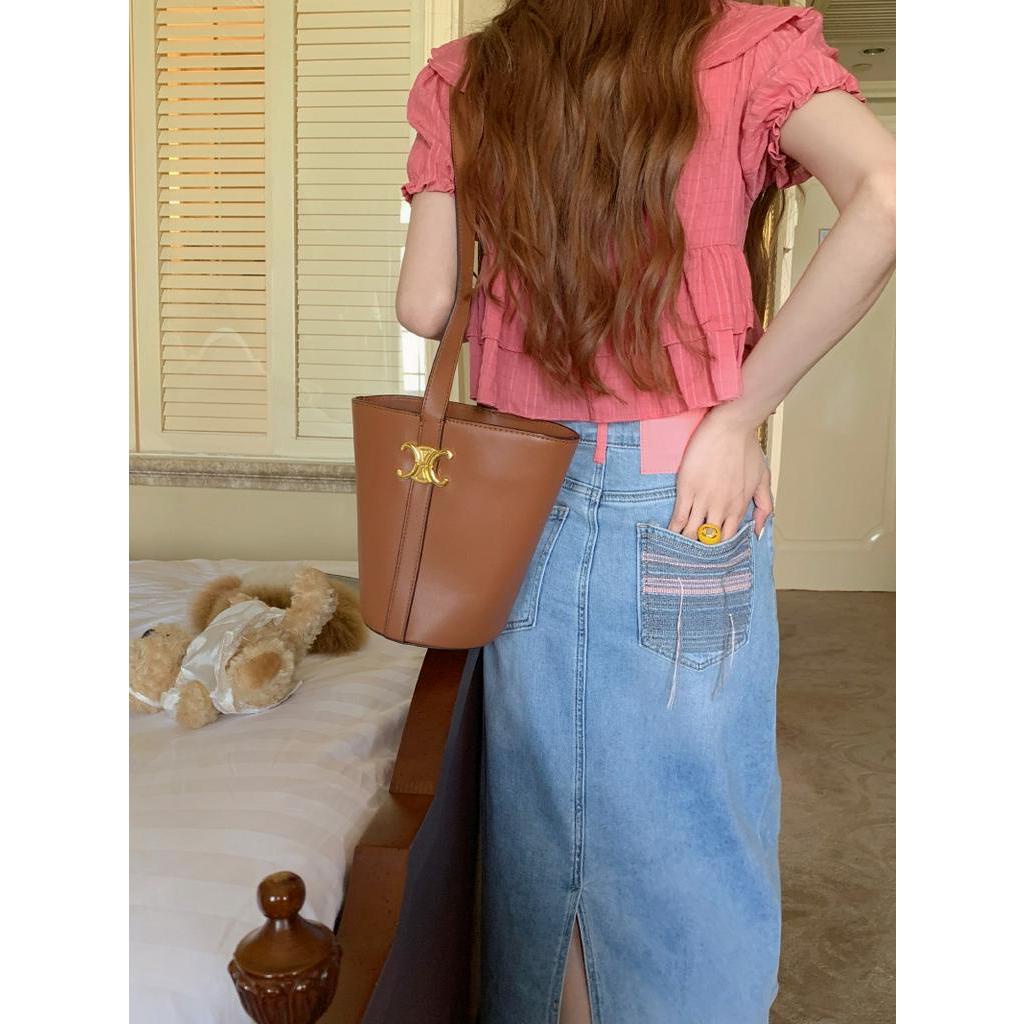 Chân Váy Denim Dáng Dài Thêu Họa Tiết Phong Cách Retro 63542