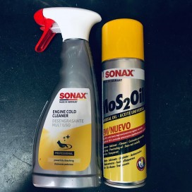 Combo Vệ sinh động cơ Sonax Engine Cold Cleaner & Dầu phủ bảo vệ Sonax Mos2Oil 400ml