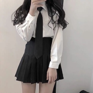 Áo sơ mi trắng kèm cà vạt đen basic ullzang