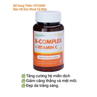Viên uống bổ sung vitamin b-complex & vitamin c 500mg thương hiệu pharmacity.