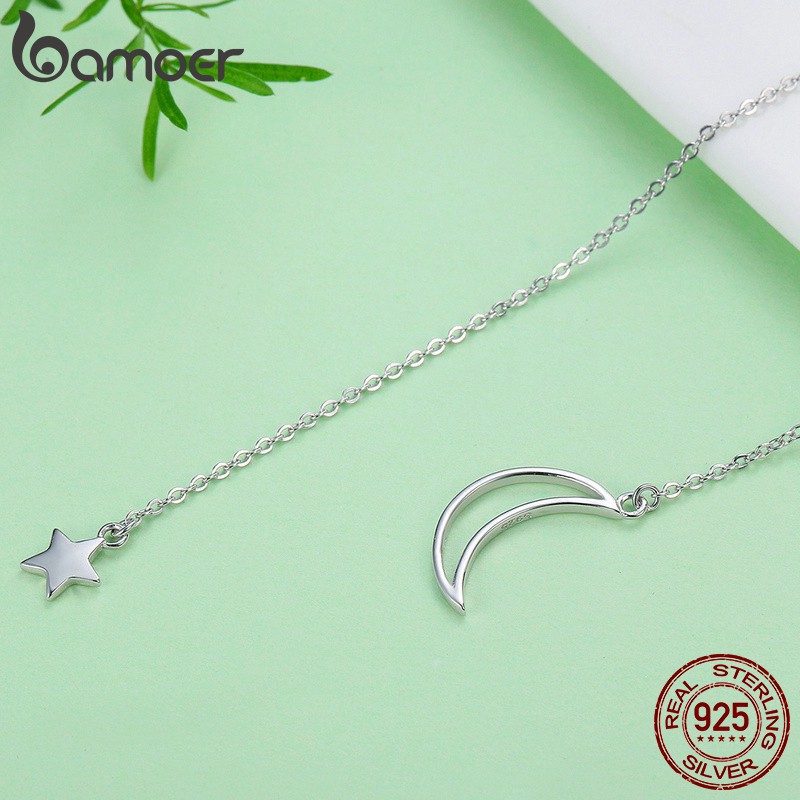 Dây Chuyền Bamoer Bạc 925 Hình Mặt Trăng Đánh Bóng Gương Cho Nữ