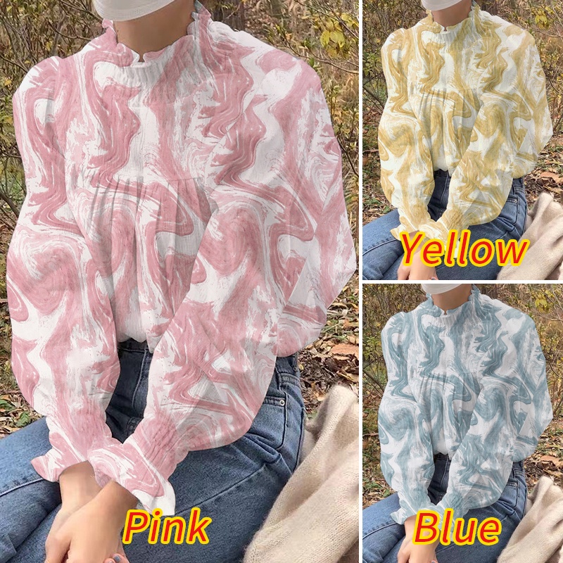 Áo kiểu ZANZEA tay dài cổ xếp ly dáng rộng thời trang cho nữ